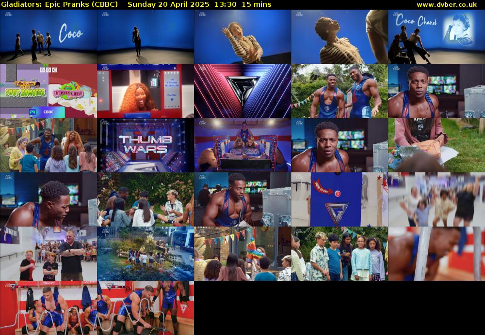 Gladiators: Epic Pranks (CBBC) Sunday 20 April 2025 13:30 - 13:45