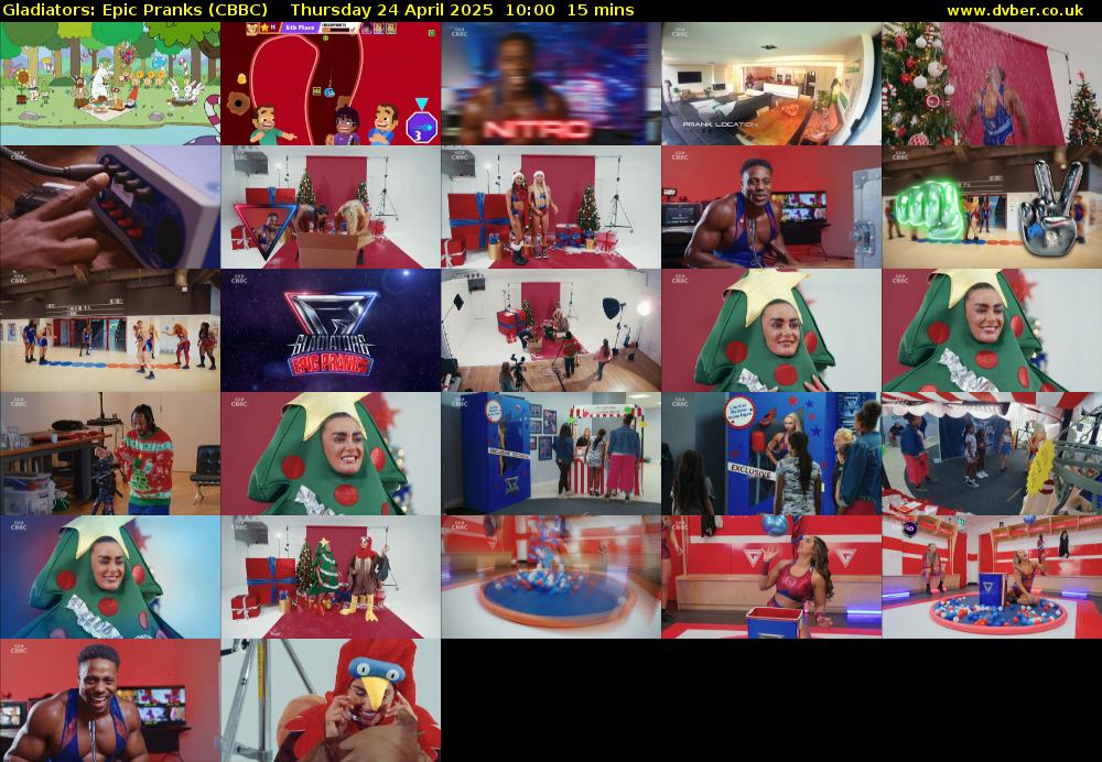 Gladiators: Epic Pranks (CBBC) Thursday 24 April 2025 10:00 - 10:15