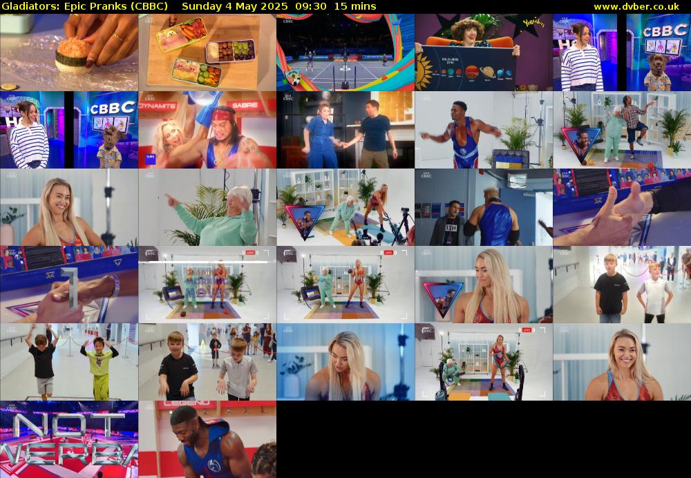 Gladiators: Epic Pranks (CBBC) Sunday 4 May 2025 09:30 - 09:45