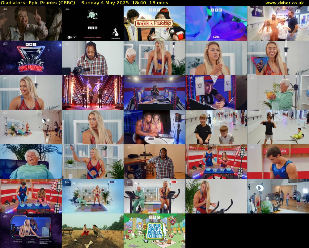 Gladiators: Epic Pranks (CBBC) Sunday 4 May 2025 18:40 - 18:58