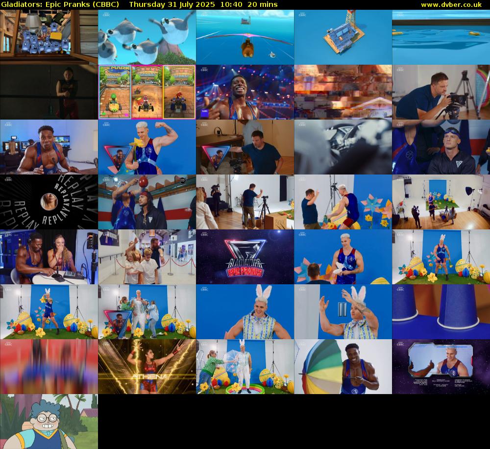 Gladiators: Epic Pranks (CBBC) Thursday 31 July 2025 10:40 - 11:00