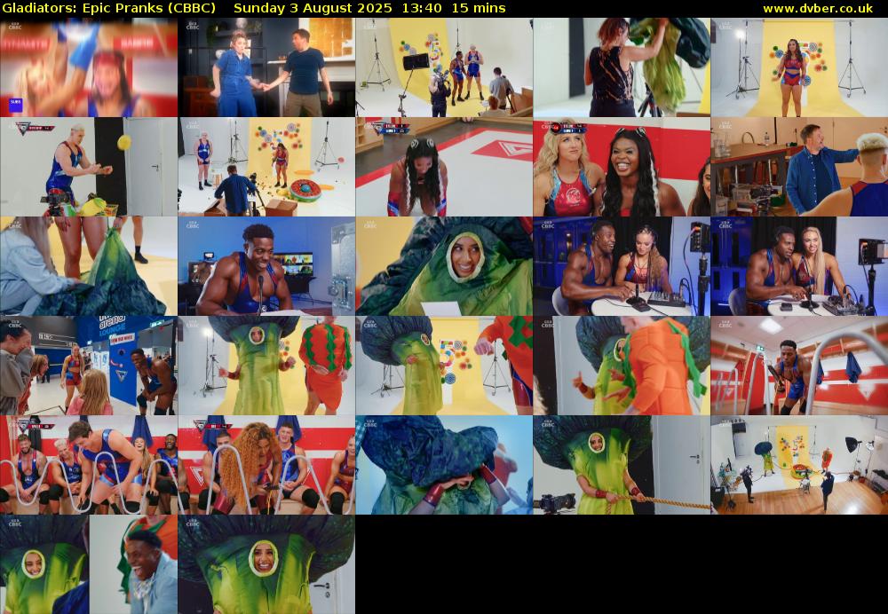 Gladiators: Epic Pranks (CBBC) Sunday 3 August 2025 13:40 - 13:55