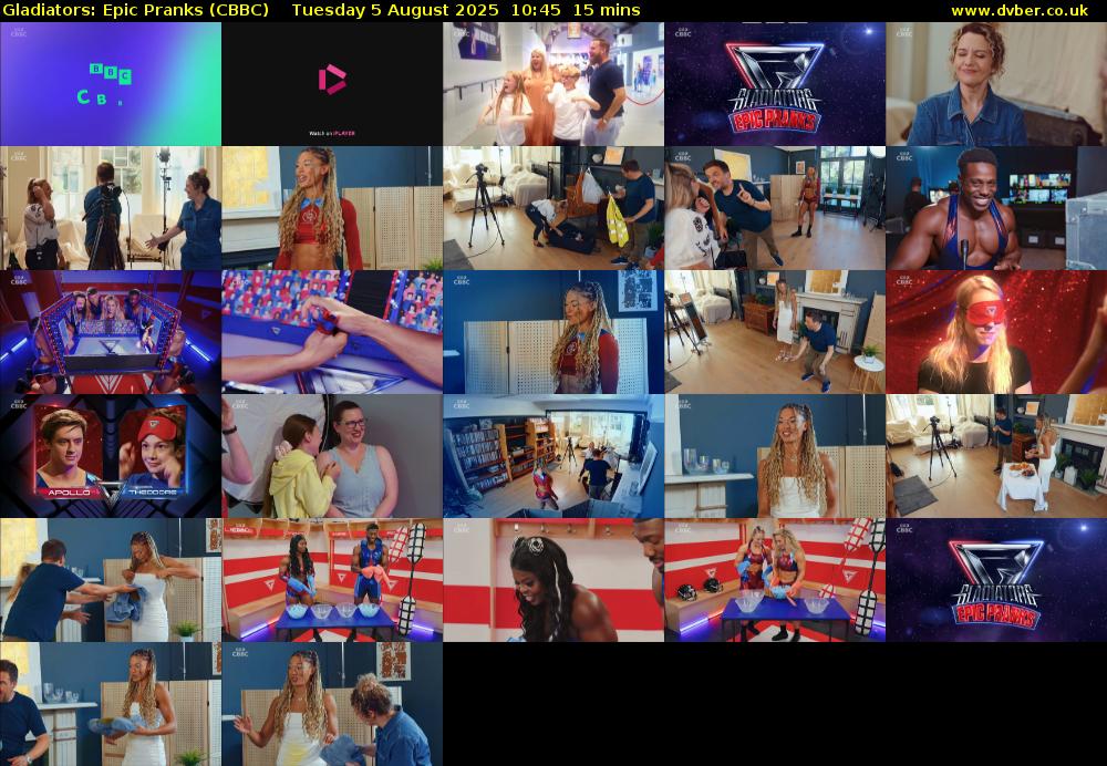 Gladiators: Epic Pranks (CBBC) Tuesday 5 August 2025 10:45 - 11:00