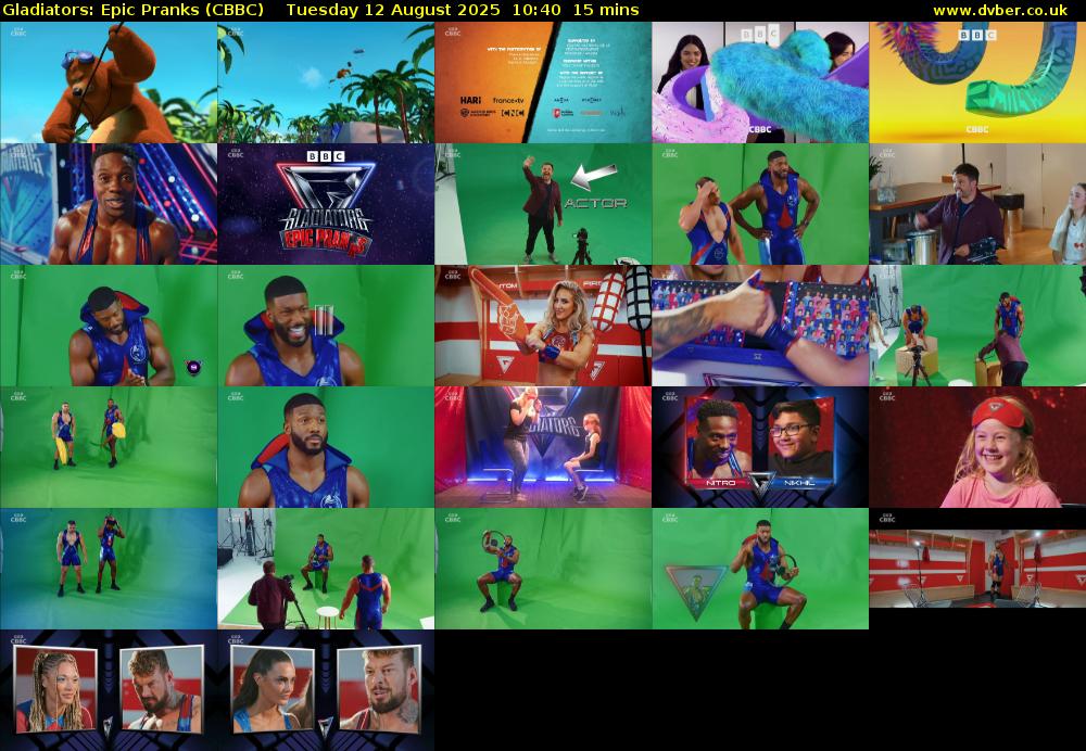 Gladiators: Epic Pranks (CBBC) Tuesday 12 August 2025 10:40 - 10:55