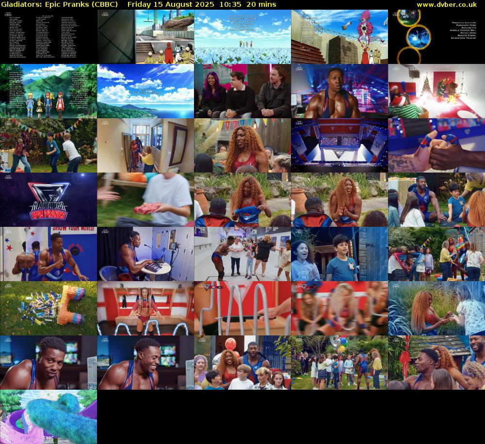 Gladiators: Epic Pranks (CBBC) Friday 15 August 2025 10:35 - 10:55