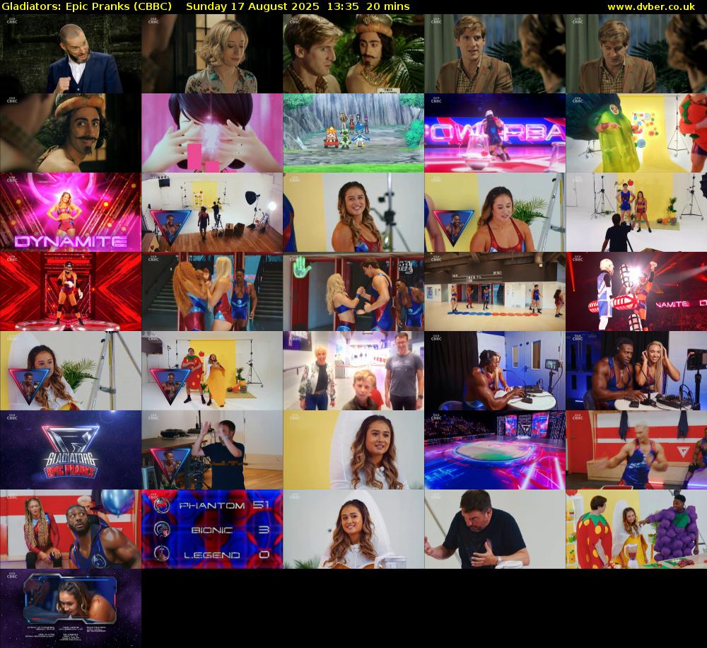 Gladiators: Epic Pranks (CBBC) Sunday 17 August 2025 13:35 - 13:55