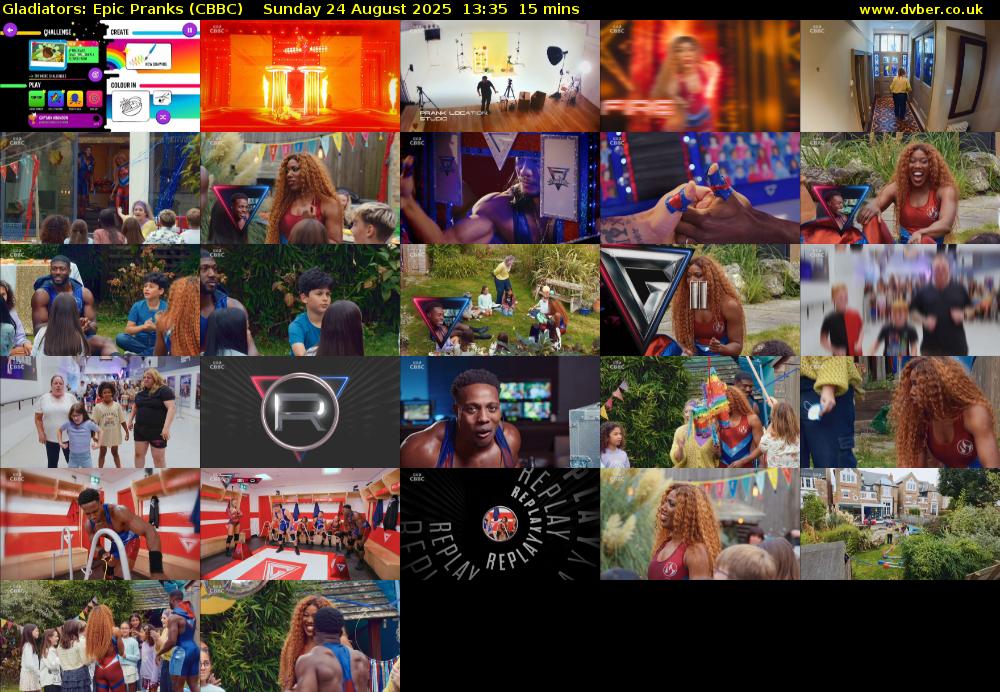 Gladiators: Epic Pranks (CBBC) Sunday 24 August 2025 13:35 - 13:50