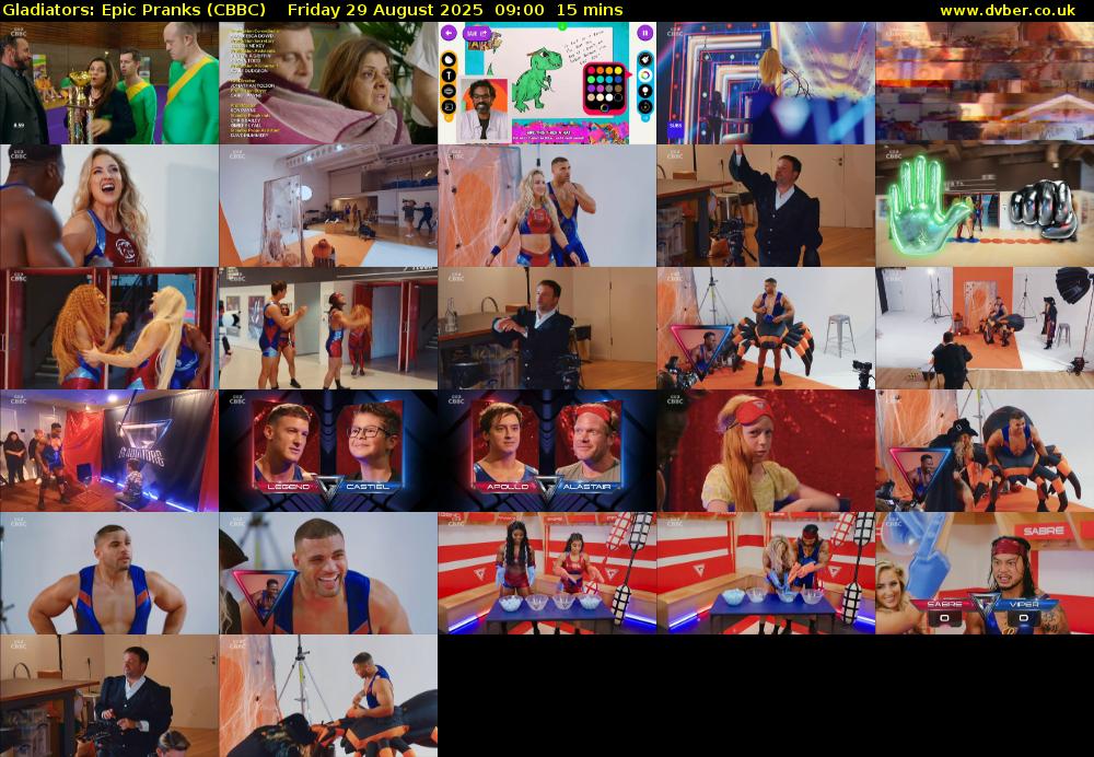 Gladiators: Epic Pranks (CBBC) Friday 29 August 2025 09:00 - 09:15