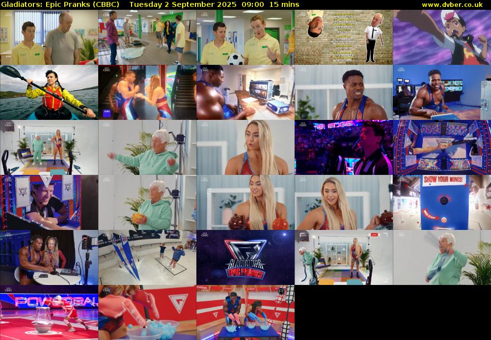 Gladiators: Epic Pranks (CBBC) Tuesday 2 September 2025 09:00 - 09:15