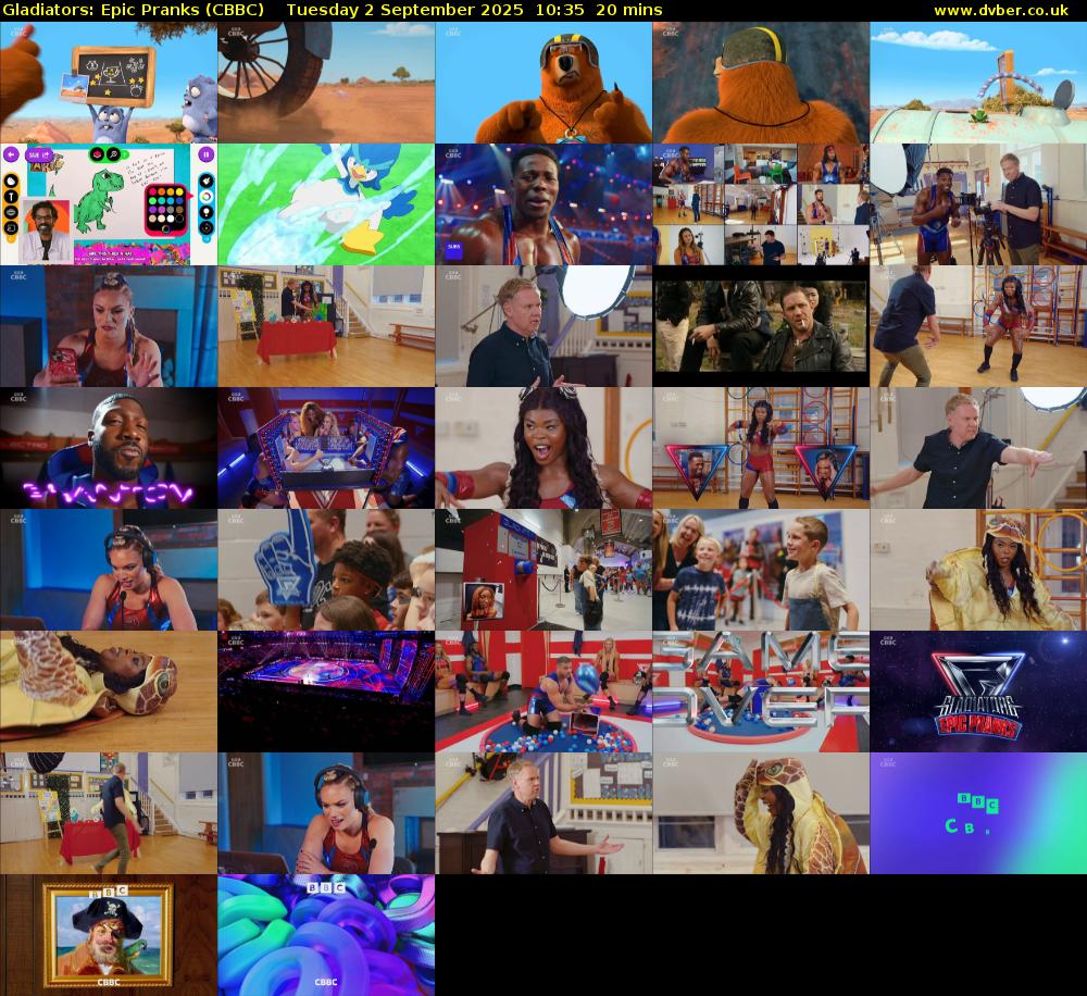 Gladiators: Epic Pranks (CBBC) Tuesday 2 September 2025 10:35 - 10:55