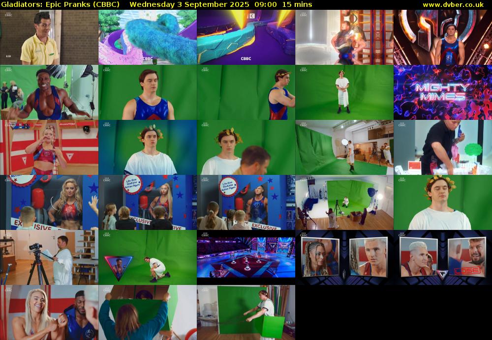 Gladiators: Epic Pranks (CBBC) Wednesday 3 September 2025 09:00 - 09:15