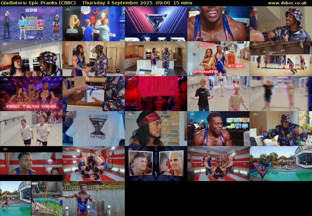 Gladiators: Epic Pranks (CBBC) Thursday 4 September 2025 09:00 - 09:15