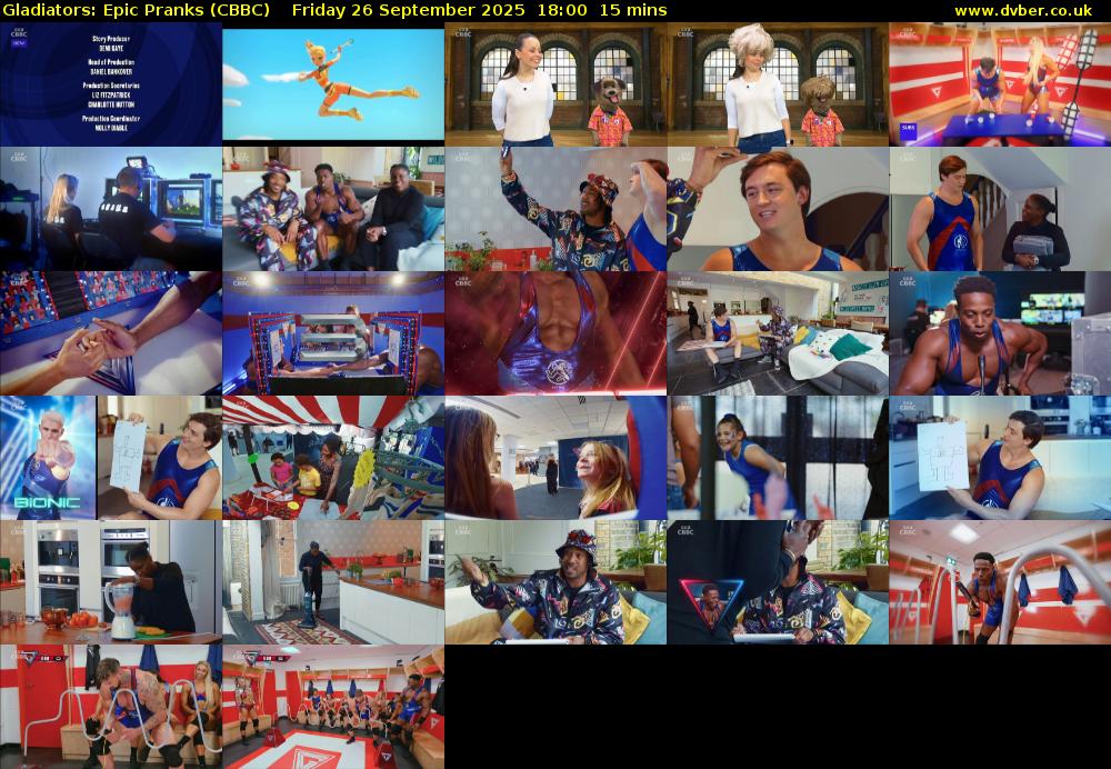 Gladiators: Epic Pranks (CBBC) Friday 26 September 2025 18:00 - 18:15