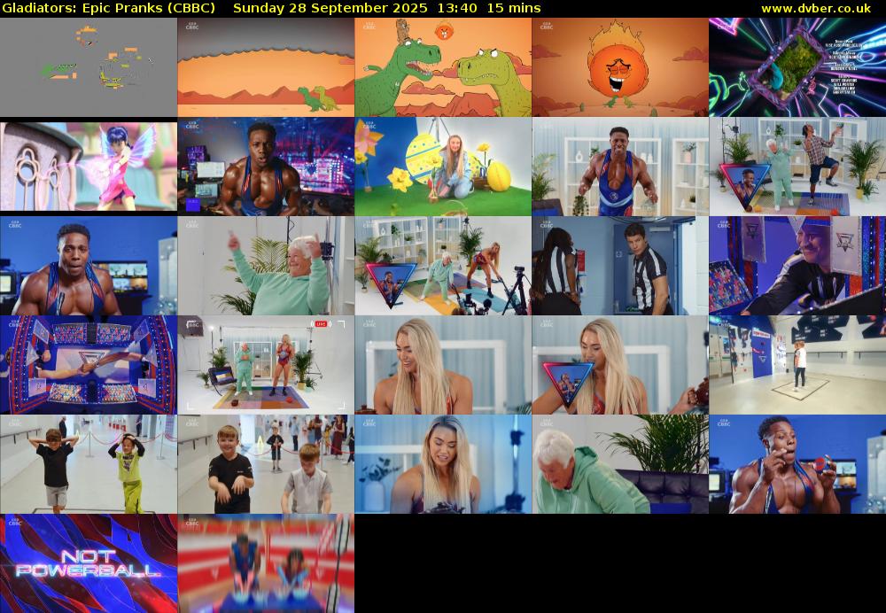 Gladiators: Epic Pranks (CBBC) Sunday 28 September 2025 13:40 - 13:55