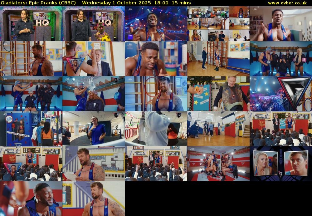 Gladiators: Epic Pranks (CBBC) Wednesday 1 October 2025 18:00 - 18:15