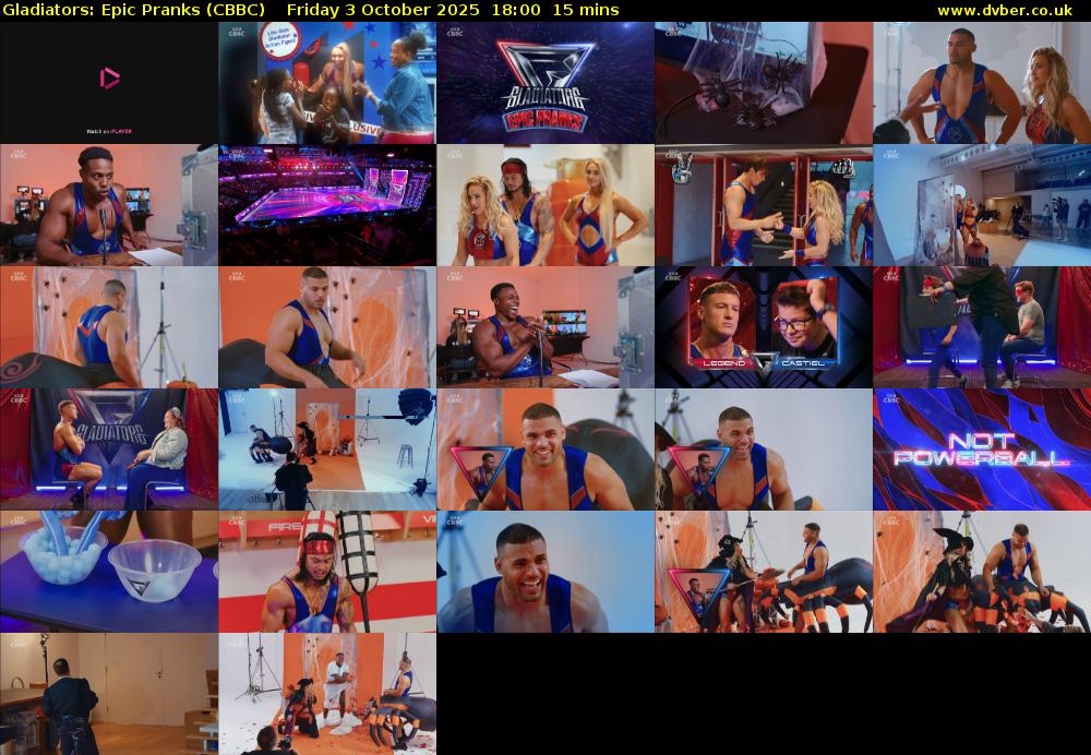 Gladiators: Epic Pranks (CBBC) Friday 3 October 2025 18:00 - 18:15