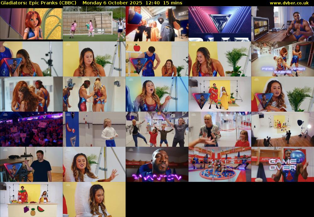 Gladiators: Epic Pranks (CBBC) Monday 6 October 2025 12:40 - 12:55
