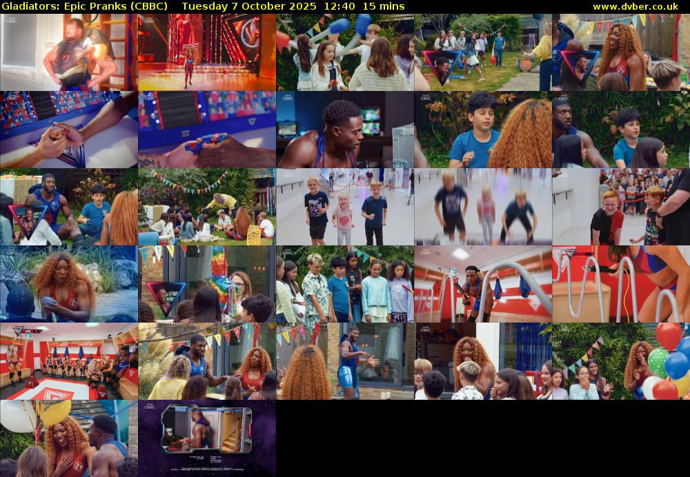 Gladiators: Epic Pranks (CBBC) Tuesday 7 October 2025 12:40 - 12:55