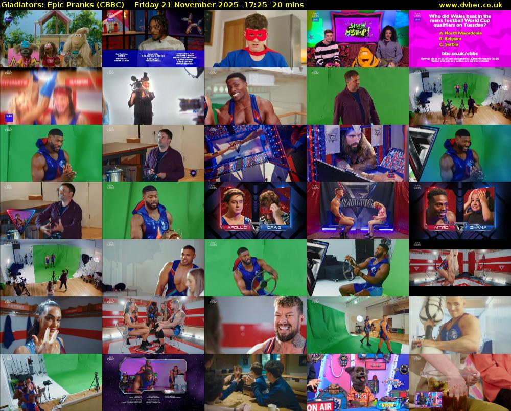 Gladiators: Epic Pranks (CBBC) Friday 21 November 2025 17:25 - 17:45