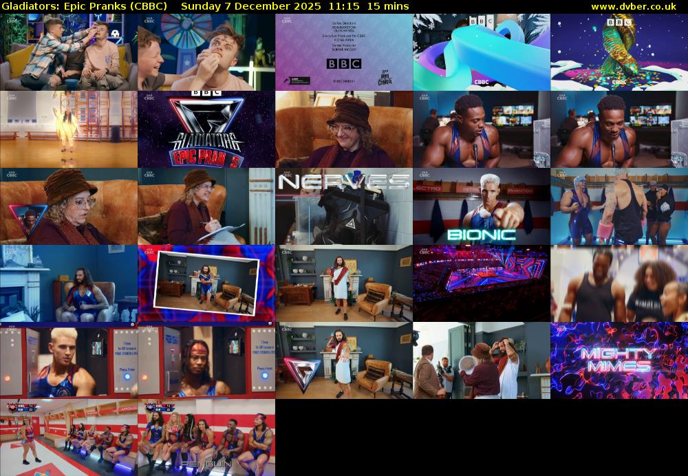 Gladiators: Epic Pranks (CBBC) Sunday 7 December 2025 11:15 - 11:30