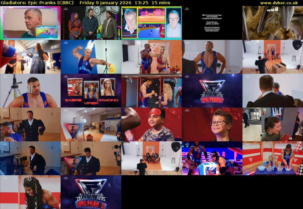Gladiators: Epic Pranks (CBBC) Friday 9 January 2026 13:25 - 13:40