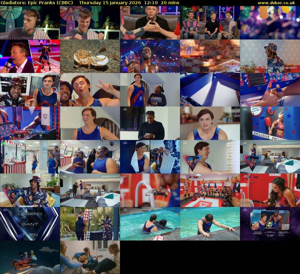 Gladiators: Epic Pranks (CBBC) Thursday 15 January 2026 12:10 - 12:30