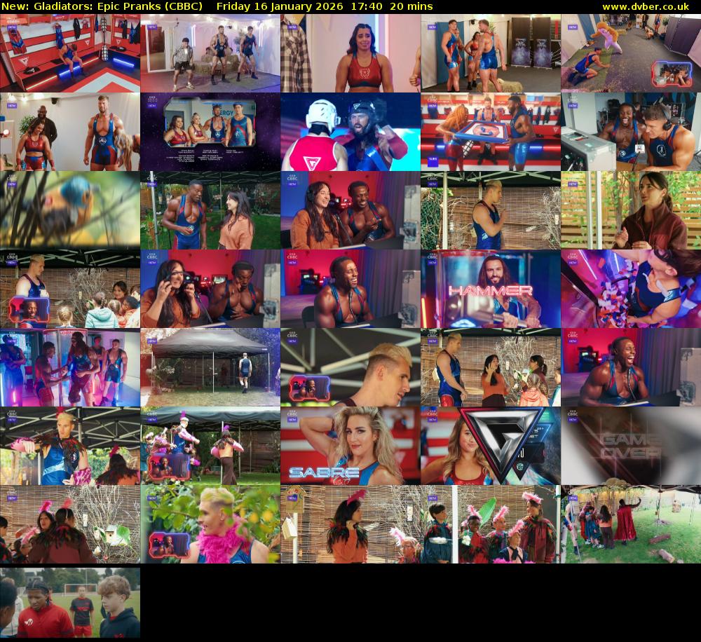 Gladiators: Epic Pranks (CBBC) Friday 16 January 2026 17:40 - 18:00