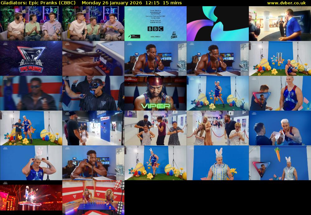 Gladiators: Epic Pranks (CBBC) Monday 26 January 2026 12:15 - 12:30