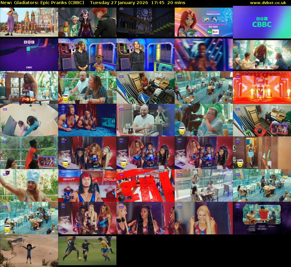 Gladiators: Epic Pranks (CBBC) Tuesday 27 January 2026 17:45 - 18:05