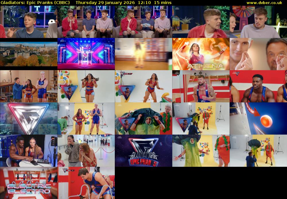 Gladiators: Epic Pranks (CBBC) Thursday 29 January 2026 12:10 - 12:25
