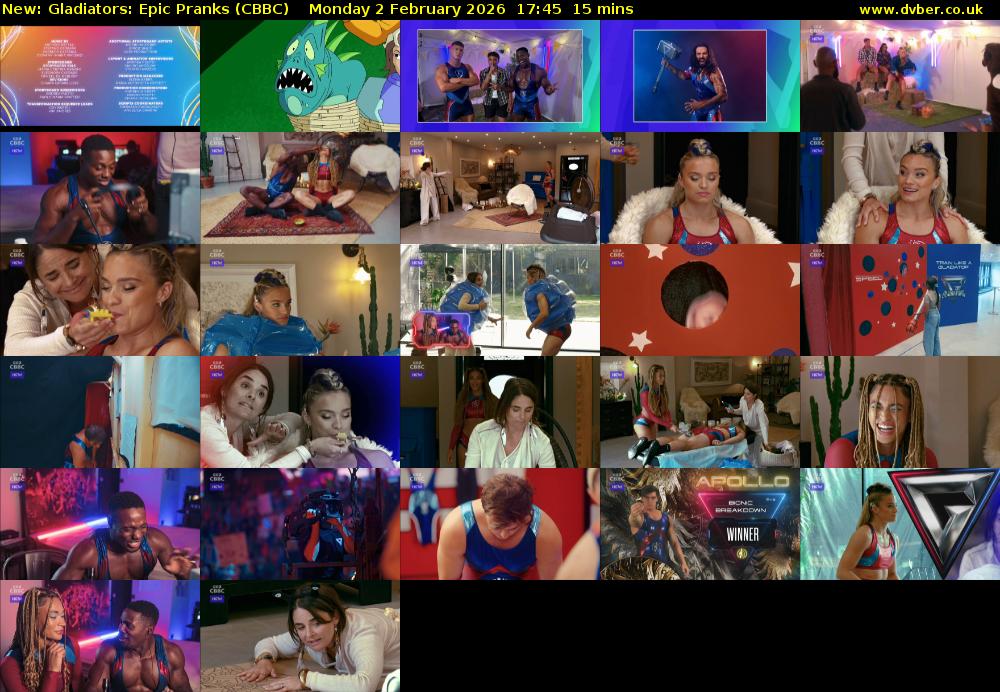Gladiators: Epic Pranks (CBBC) Monday 2 February 2026 17:45 - 18:00