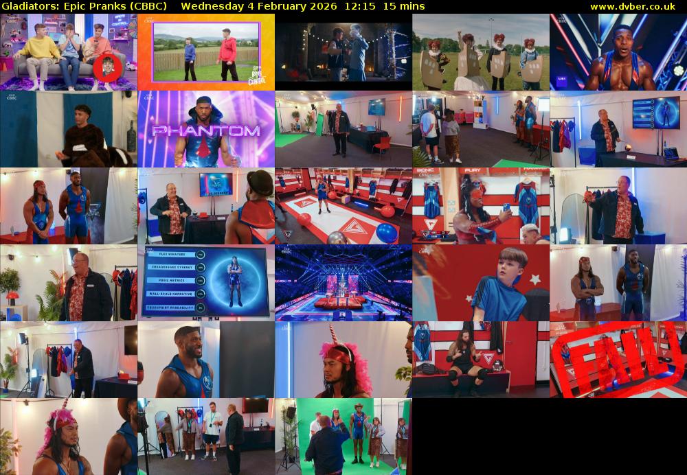 Gladiators: Epic Pranks (CBBC) Wednesday 4 February 2026 12:15 - 12:30
