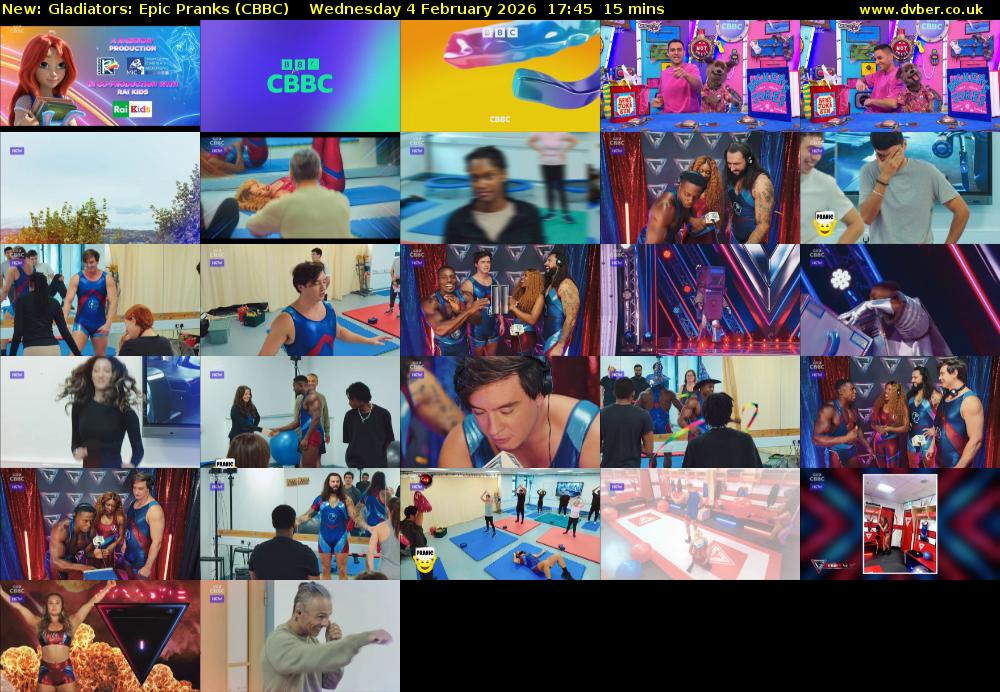 Gladiators: Epic Pranks (CBBC) Wednesday 4 February 2026 17:45 - 18:00