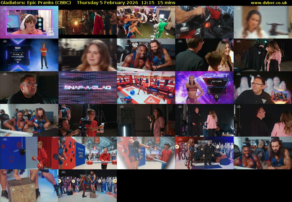 Gladiators: Epic Pranks (CBBC) Thursday 5 February 2026 12:15 - 12:30