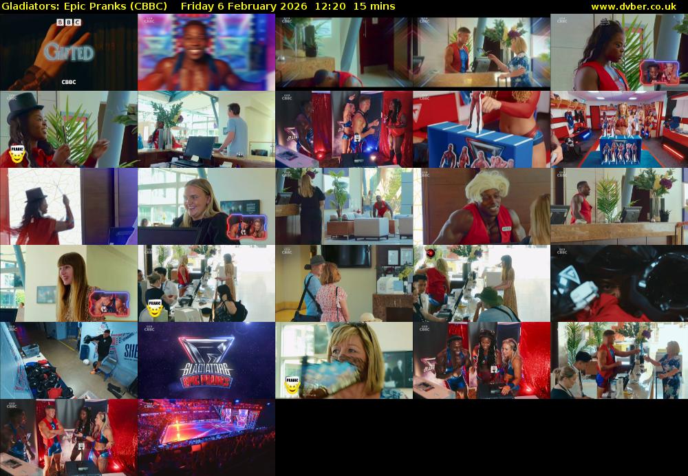 Gladiators: Epic Pranks (CBBC) Friday 6 February 2026 12:20 - 12:35