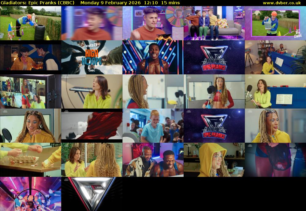 Gladiators: Epic Pranks (CBBC) Monday 9 February 2026 12:10 - 12:25