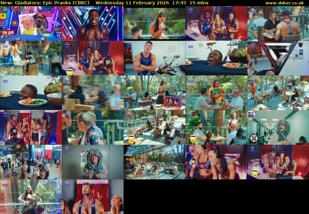 Gladiators: Epic Pranks (CBBC) Wednesday 11 February 2026 17:45 - 18:00