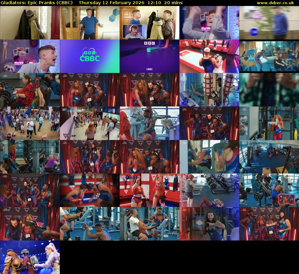 Gladiators: Epic Pranks (CBBC) Thursday 12 February 2026 12:10 - 12:30