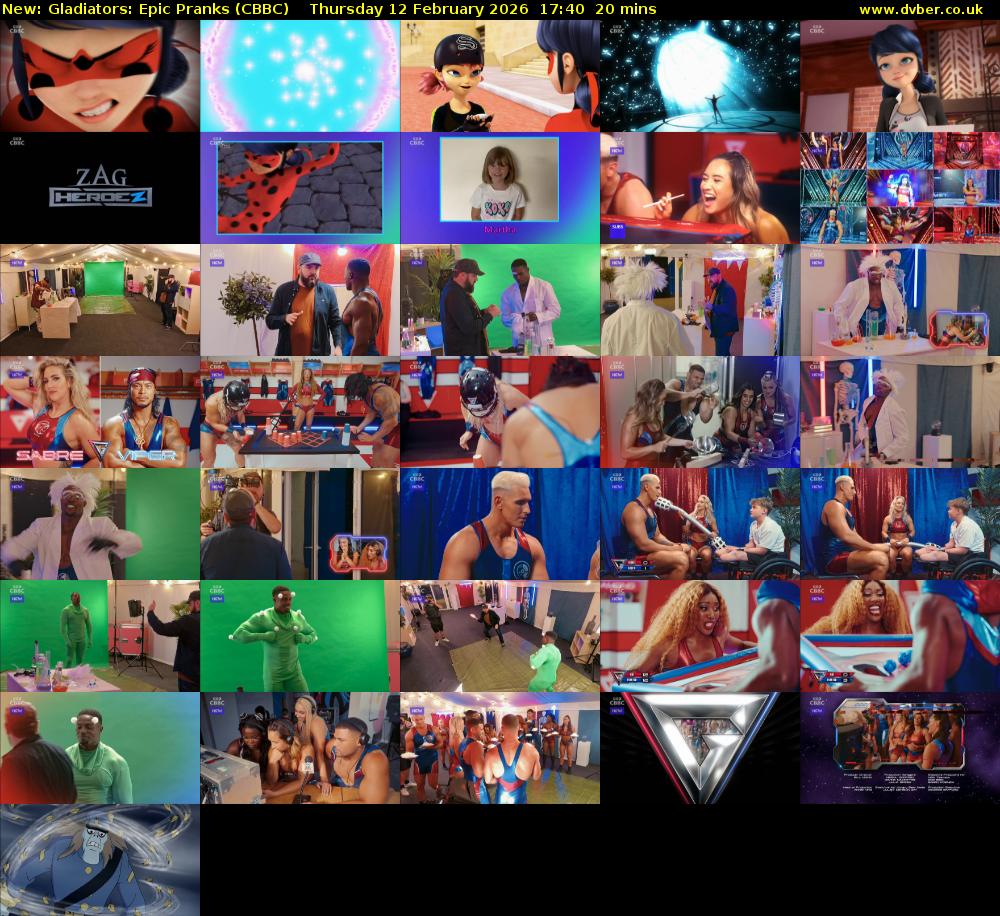 Gladiators: Epic Pranks (CBBC) Thursday 12 February 2026 17:40 - 18:00