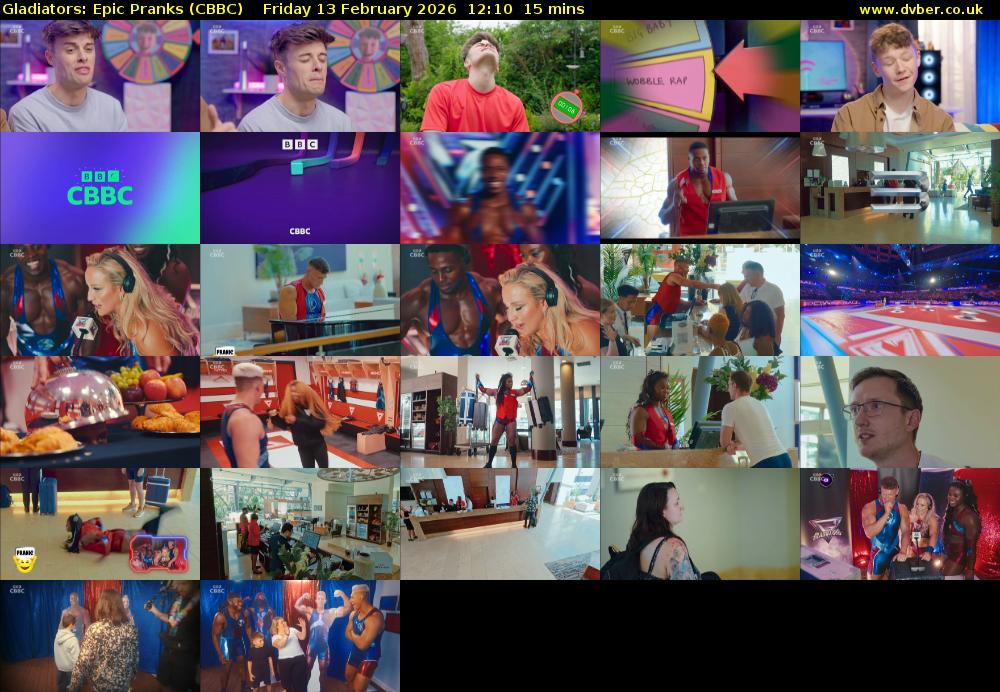 Gladiators: Epic Pranks (CBBC) Friday 13 February 2026 12:10 - 12:25