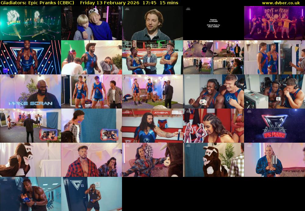 Gladiators: Epic Pranks (CBBC) Friday 13 February 2026 17:45 - 18:00