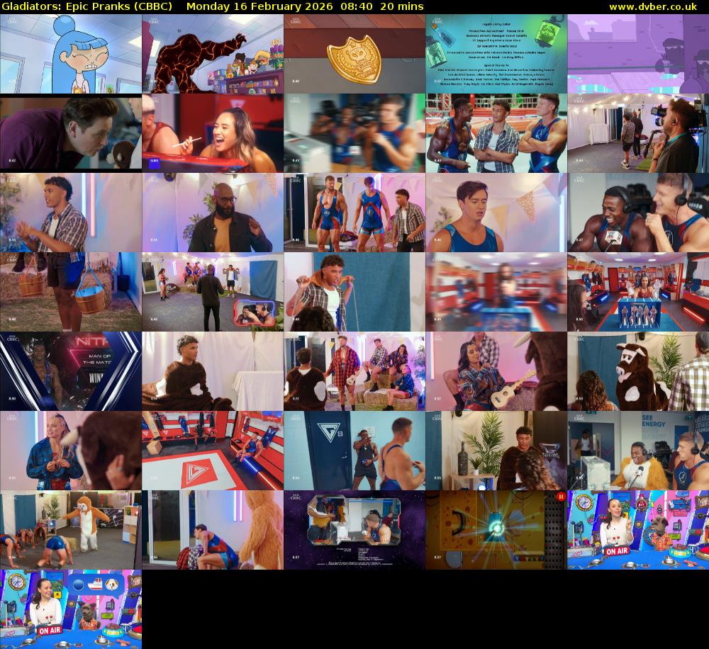 Gladiators: Epic Pranks (CBBC) Monday 16 February 2026 08:40 - 09:00