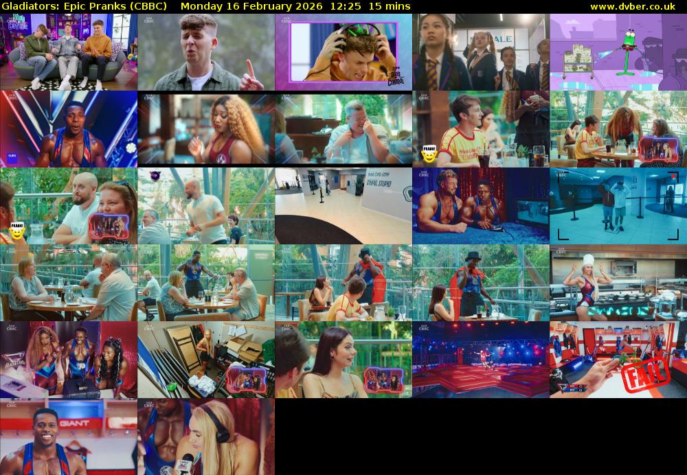 Gladiators: Epic Pranks (CBBC) Monday 16 February 2026 12:25 - 12:40