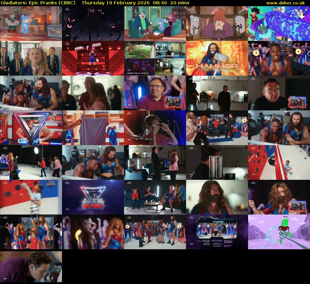 Gladiators: Epic Pranks (CBBC) Thursday 19 February 2026 08:40 - 09:00