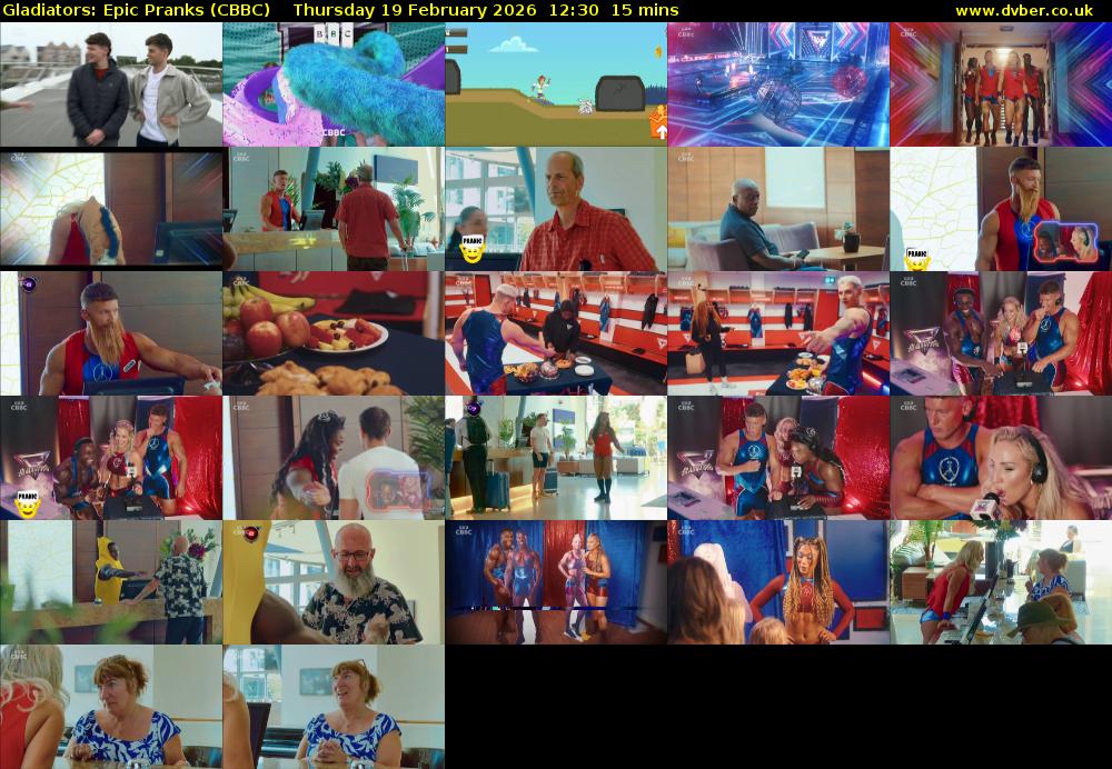 Gladiators: Epic Pranks (CBBC) Thursday 19 February 2026 12:30 - 12:45