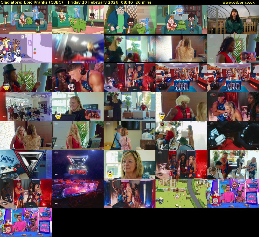 Gladiators: Epic Pranks (CBBC) Friday 20 February 2026 08:40 - 09:00