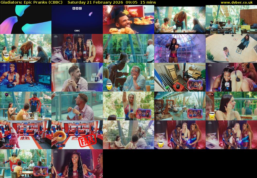 Gladiators: Epic Pranks (CBBC) Saturday 21 February 2026 09:05 - 09:20