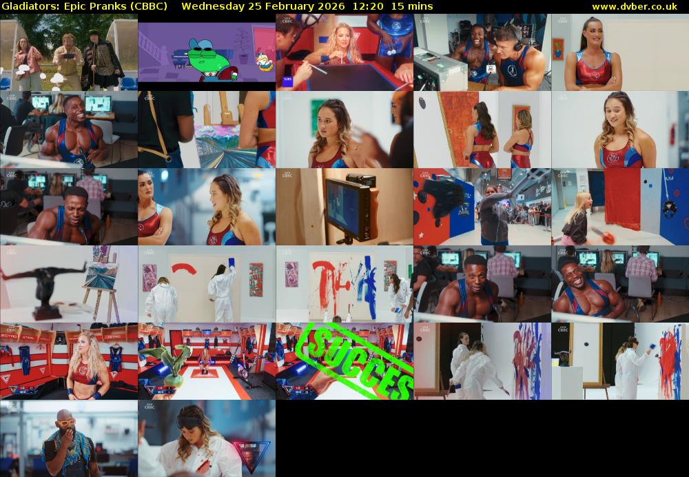 Gladiators: Epic Pranks (CBBC) Wednesday 25 February 2026 12:20 - 12:35