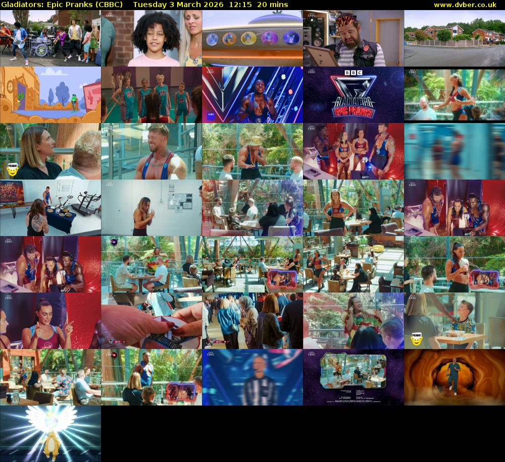 Gladiators: Epic Pranks (CBBC) Tuesday 3 March 2026 12:15 - 12:35