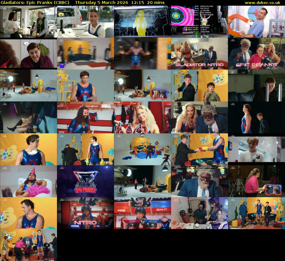 Gladiators: Epic Pranks (CBBC) Thursday 5 March 2026 12:15 - 12:35